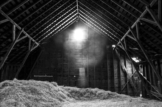 A cloud of dust appears in the Hayloft where hay seems to have disappeared.