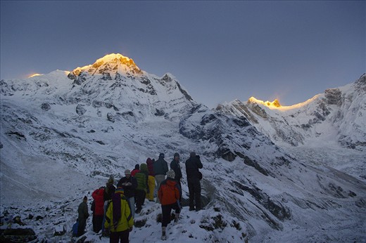 sunrise caming over Annapurna Base Camp