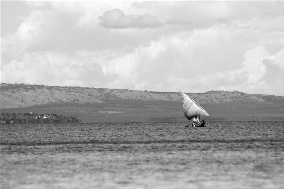 Fisherman on the Nile in Jinja, Uganda.