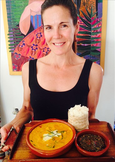 The cook with the Amok, eggplant jeow and sticky rice