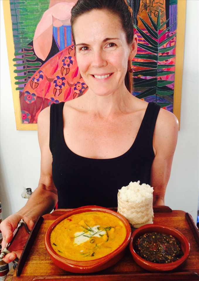 The cook with the Amok, eggplant jeow and sticky rice