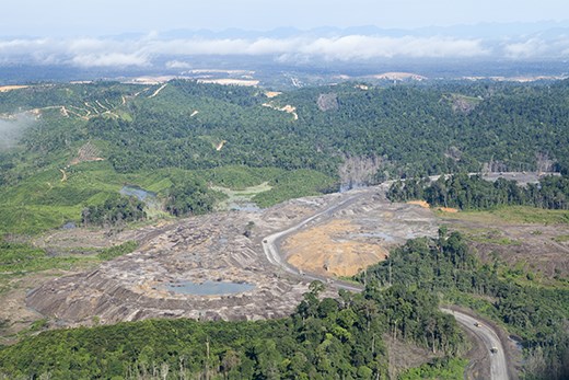 Land exposure for massive coal mining in Samarinda, East Kalimantan, Indonesia