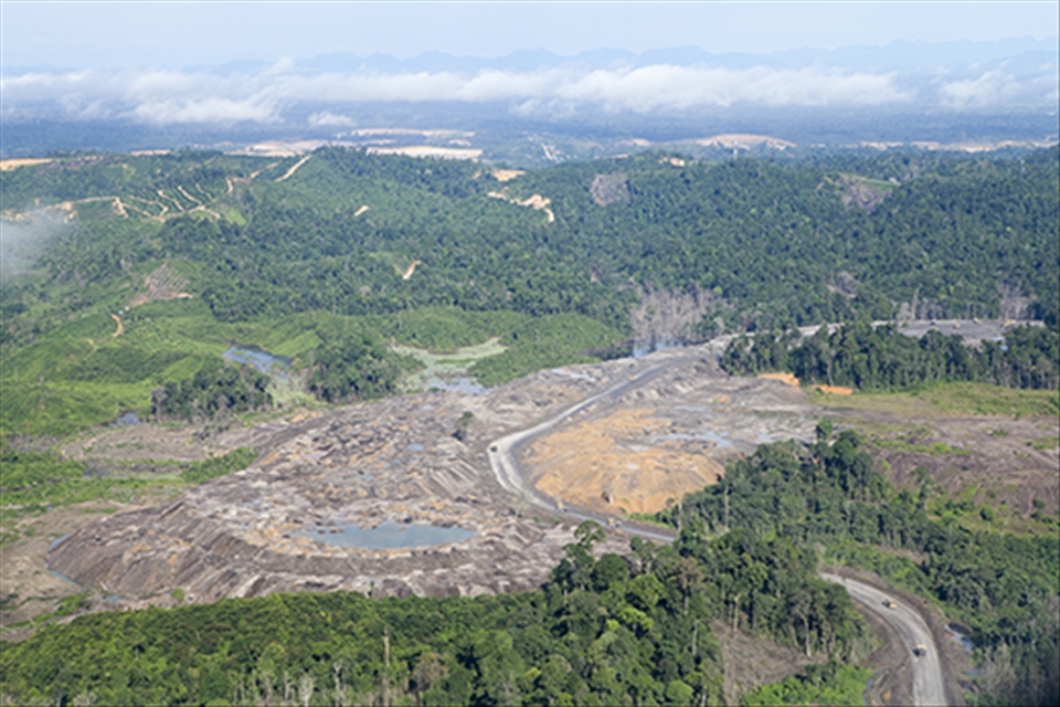 Land exposure for massive coal mining in Samarinda, East Kalimantan, Indonesia