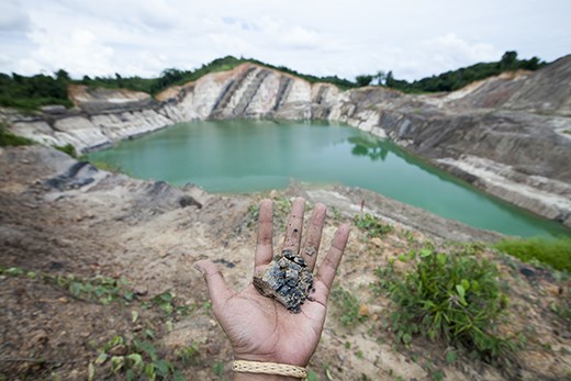 One of the ex-coal mining hole, as large as lake, contains of toxic water.