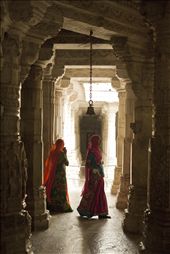 Women walk through a Jain temple built in 1439. Ranakpur, Rajasthan.: by arpanbhandari, Views[440]