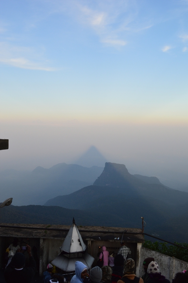 This is the shadow of the Adam's Peak. One of the remarkable incidents I have ever seen in my life. You must see it by your naked eyes. This was my second visit to Adam's Peak. But I got the chance to see the sunrise and the shadow only this time. At first I couldn't. Though this is a tough journey I felt GREAT at last.