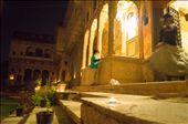 My host’s son carefully lights tea lights in the dramatic archway at the entrance to the haveli while his sister twirls to show off her party skirt.  Soon after sunset we had filled every alcove and stairway in the front courtyard of the haveli with twinkling lights.: by arwenjoyce, Views[345]