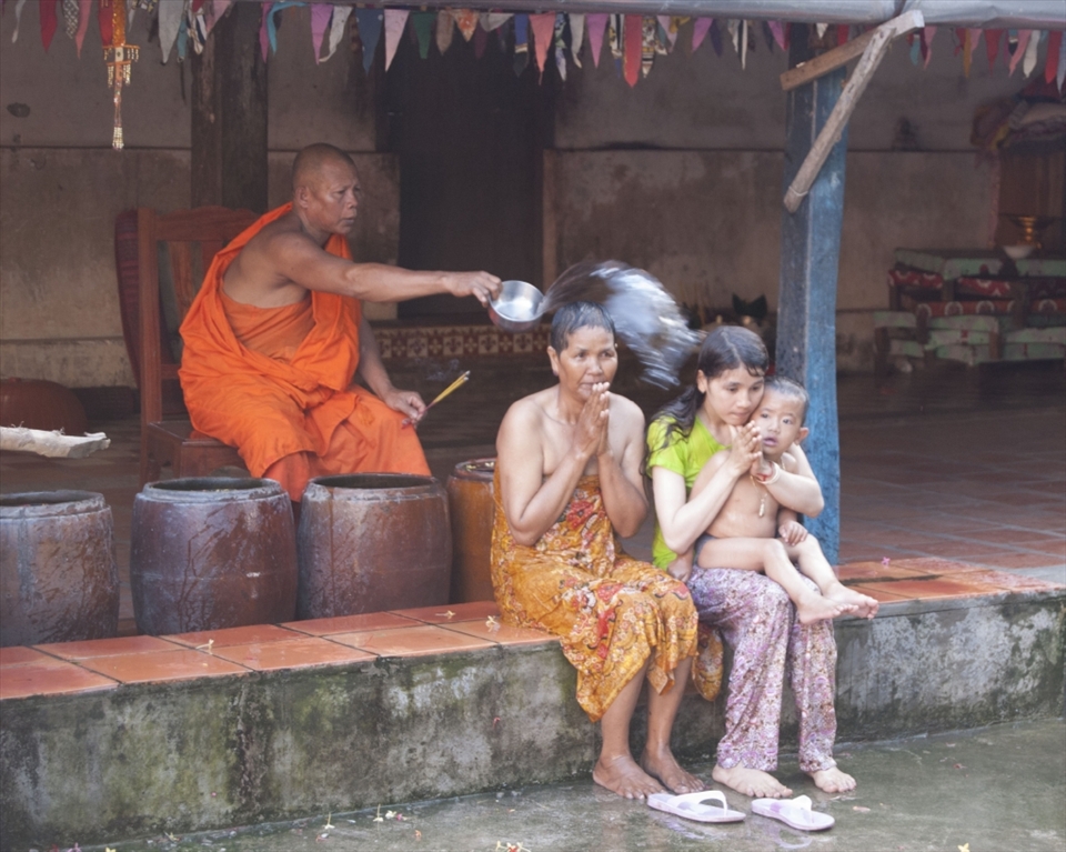 A deeply spiritual moment as a family receives a blessing.  
