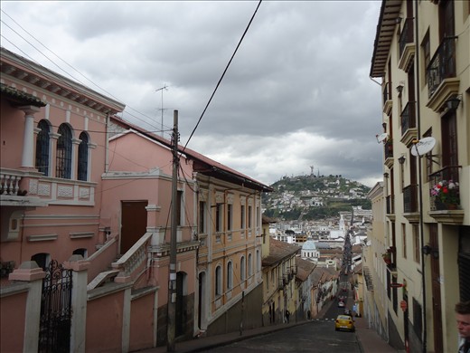 Walking the hills of Quito during our city tour