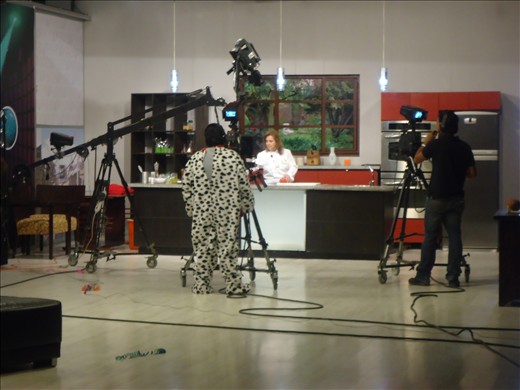 The cooking show we were able to watch live at the Unsión television station