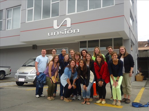 Entire class outside Unsión television station
