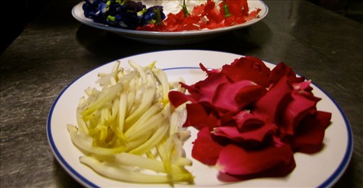 Fresh flowers ready for dipping.