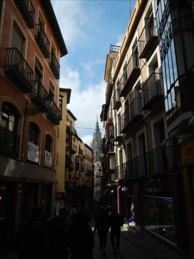 (Toledo) View of Street and Cathedral Spire