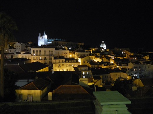 (Lisbon) View of Alfama Neighbourhood at Night