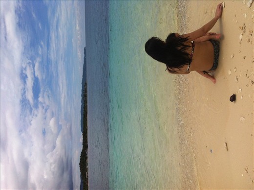 Crystal Cove Island, Boracay, Philippines. Mommy and beach first-timer baby.