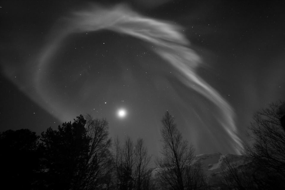 Quite an unusual moon-halo right? The lights we see on the Northern Hemisphere are called Aurora Borealis, whereas the ones we see on the Southern Hemisphere are called Aurora Australis.