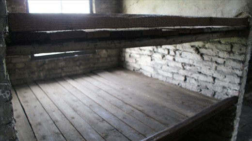 On entering the barracks where the prisoners were put, you realize how huddled and inhumane the living conditions really were. This bunk of just over two square meters was once the home of entire families, if they were lucky enough to stay together.