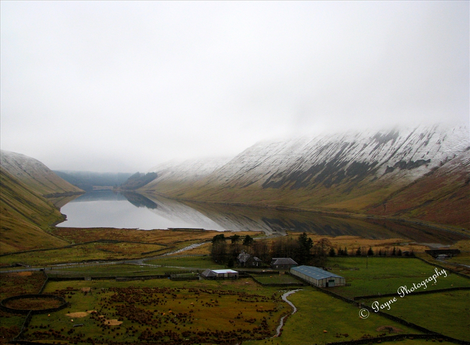 Approaching the water there were beautiful farms 