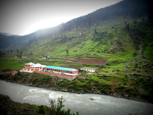 a school at the bank of the Sawat river Pakistan