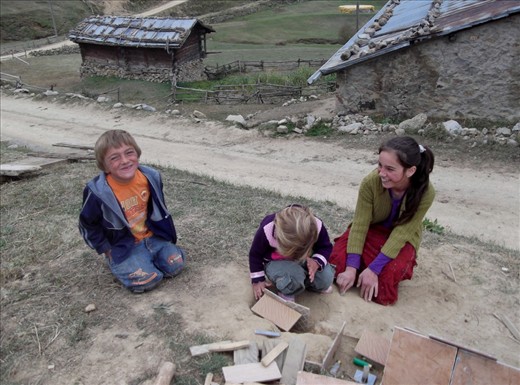 the brother of two young ladies wants to be an architect. in Uzungöl, Trabzon, Turkey.