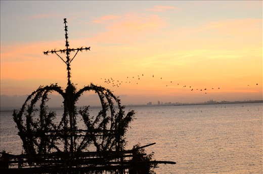 Sunset at my hometown with the bangka for the main event of Angono Town Festival