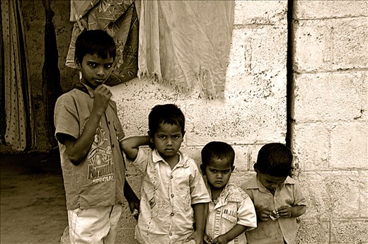 game time over, being told off by the eldest of the gang for running about the construction site.