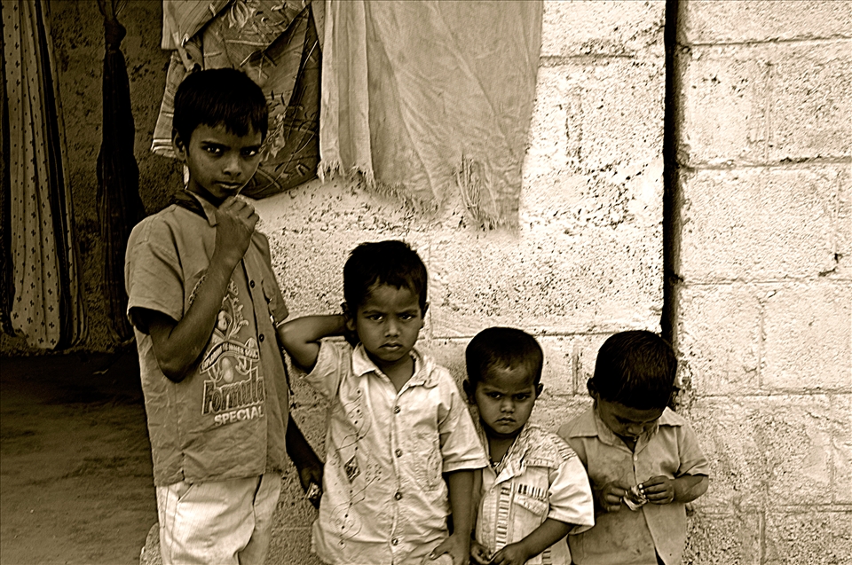 game time over, being told off by the eldest of the gang for running about the construction site.
