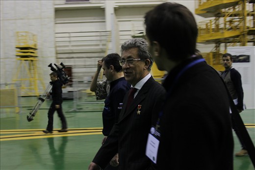 Oleg Atkov, pilot – cosmonaut and a hero of the Soviet Union passes by during a guided tour of the Cosmodrome site 254.