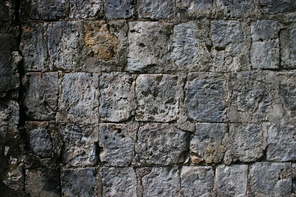 Stone and coral walls of a church ruin