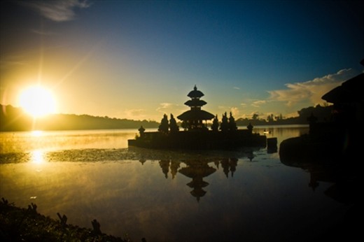 sunrise at  Betan lake  temple