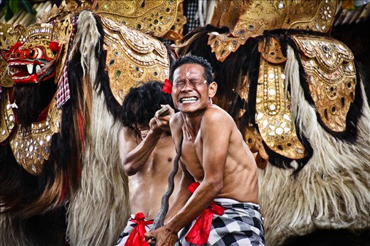 Traditional Barong Dance. - You can fell the intensity in this photos, the guy was really getting into it. 