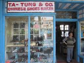 Mr. Peter Ta-Tung the Shoemaker watches the world go by. Leather, hand-stitched.: by bananaboatsong, Views[627]