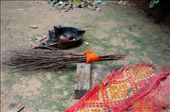 Simple tools for a simple life. A handmade broom of twigs is held together with an orange strip of fabric torn from a monk's robe. Siem Reap - Cambodia: by barendjr, Views[463]