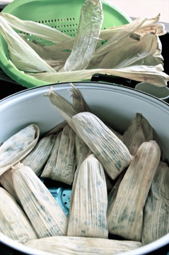 Tusa leaves ready to steam 