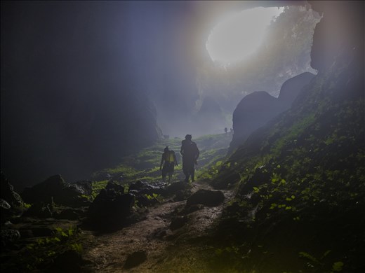The hard trek up the steep hill is a sore reminder of the vastness of the cave. Moreover, the thought of a hill within a cave is still difficult to comprehend. Closer to the doline. It becomes difficult to balance within a camera, the variation in light between different parts of the cave.
