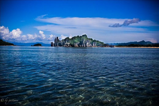 Coral island, crystal clear water