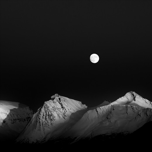 The Moon above Tromsoe Mountains,Nordland,Norway