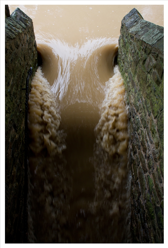 Interesting pattern created by flood going down the staircase