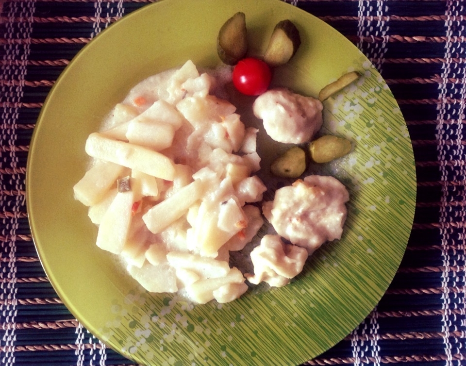 Melancholic Potato and the flour balls are ready to be eaten