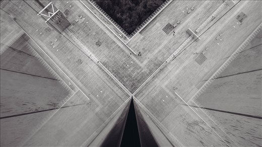 Lying on my belly and shooting into the 'seam' of the building