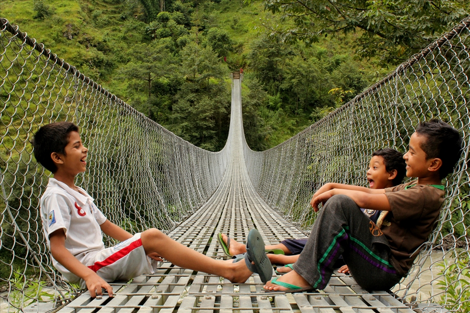 A group of kids at a bridge near Borderland