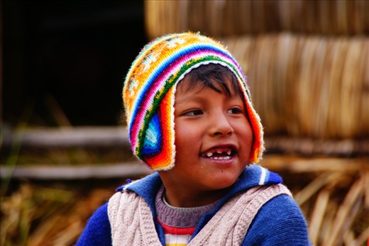 Complete innocence, beauty and happiness of a young Bolivian child