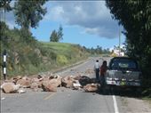Roadblock. Protesting corrupt goings on with the construction of a new airport near Cusco. Got a bit scary for a while. Near Olaytantumbo.: by bennylunes, Views[176]