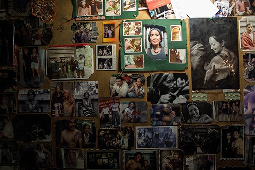 Fang-Od lets customers stay as guests in her home. I found this wall inside her house where she pinned all of her photographs, including the ones sent by her former traveler customers as gestures of gratitude for their tattoos.