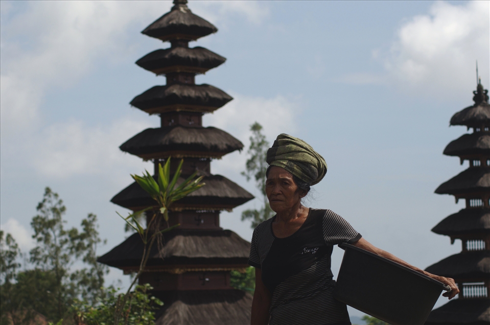 Lady at a temple, during festival - 2012