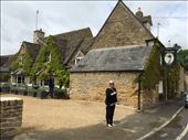 Mom outside our cottage  in a little Hamlet called Broadwell (1 pub, about 20 houses, 1 park, 1 bench, 1 red phone booth, 1 town hall): by bethkelley44, Views[192]