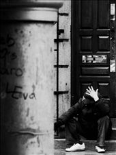 Ranting and crying to himself this man roams the street, sits and seems to be trying to explain his situation to someone who is not there.: by bigmullet, Views[491]