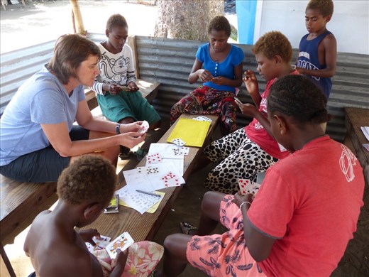 Helping some students at school 