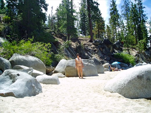 my adventurous Cathy wandering around the nude beach totally naked ofcourse haha
