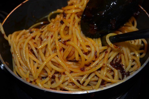 Finish Cooking Pasta in Skillet, Tossing with Sauce